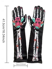 cheap Halloween Accessories-Women&#039;s Halloween Skeleton Leggings and Gloves Set - Dia de los Muertos Sugar Skull Design for Halloween Costume Party