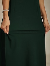 رخيصةأون فساتين الحفلات-نسائي فستان ميدي فستان شيث فستان شكل حرف A أنيق مناسب للحفلات زفاف ضيف حفل زفاف عادي لون الصلبة بدون كم V رقبة أزرق رمادي وردي أسود