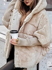 abordables Parka Décontractée-Femmes Veste Coupe-vent Chaud Patchwork Avec Poches Front ouvert ancien Quotidien Occasionnel Uni Cadeaux de Noël Vacances Occasionnel Quotidien Ouvert devant Long À capuche Coupe Ample manche longue