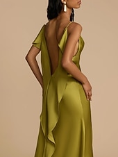 voordelige Feestjurken-Dames Lange jurk maxi-jurk Feestjurk Cocktail jurk Satijnen Jurk Slipdress Modieus Modern Feest Speciale gelegenheden  Avond Feest Normale pasvorm Effen Mouwloos hihnat Groen Lente Herfst