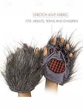 Недорогие Модные аксессуары-Женские пушистые перчатки в виде лапы оборотня – аксессуары для косплея на Хэллоуин, пушистые варежки в виде когтей монстра для вечеринок и нарядов