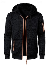 preiswerte Lässige Jacken-Herren Freizeitjacke Pullover Mantel Urlaub Täglich Warm Tasche Herbst Winter Einfach Mode Klassisch Mit Kapuze Regulär Schwarz Marineblau Blau Dunkelgray Jacken