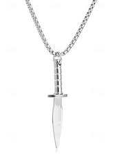Недорогие Модные аксессуары-Мужское ожерелье с кулоном в виде кинжала из титановой стали – готическая панк-цепочка с ножом для вечеринки на Хэллоуин, косплея и повседневной носки