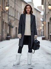 お買い得  雪と冬のブーツ-女性用 ブーツ スノーブーツ アウトドア 日常 純色 フリースライナー ブーツアンクルブーツ フラットヒール ラウンドトウ カジュアル コンフォートシューズ フェイクファー ファスナー ブラック ホワイト ピンク