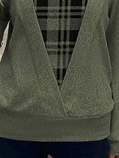  Dames Overhemd Blouse Lapwerk Afdrukken Ruitjes Stijlvol Basic Casual Lange mouw Vierkante hals Normale tops Dagelijks Feestdagen Groen Lente Herfst Winter