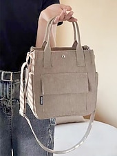 abordables Cabas et fourre-tout-Sac fourre-tout en velours côtelé pour femme avec bandoulière – Sac à main vintage décontracté pour le travail, les voyages, le shopping et le quotidien