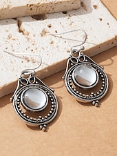 Недорогие Женская серьга-Женские серьги-подвески из лунного камня с винтажным серебряным дизайном, элегантные украшения в стиле бохо для вечеринок, свадеб и повседневной носки