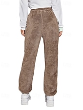 halpa Suorat Housut-Naisten Veryttelyhousut Fleece-housut Kiinalainen Loma Vintage Katutyyli Täyspitkä Keskikorkea vyötärö Tavallinen Tasku Joustava vyötärö Pidä lämpimänä Mikrojoustava Elastinen Päivittäin ulko- Loma