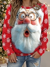 ieftine Hanorace și hanorace de Crăciun-Pentru femei Hanorac pulover Pisica Brad de Crăciun Crăciun Casual Manșon Lung Stil Nautic Topuri obișnuite Stradă Zilnice Casual Negru Galben Roșu Vin Roșu-aprins Albastru piscină Primăvară Toamn