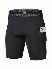 cheap Men's Shorts, Tights &amp; Pants-Men's Running Tight Shorts Compression Shorts Yoga Shorts Spandex Shorts with Phone Pocket High Waist Base Layer Athletic Summer Spring Spandex 4 Way Stretch Quick Dry Power Flex Breathable Gym