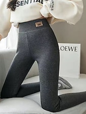 abordables Leggings en polaire-Femmes Pantalon en polaire Leggings Mode Basique Occasionnel Longueur complète Taille haute Uni Avec Poches Ceinture Élastique Confortable Doux Élastique Extérieur Rue Noir Gris foncé Gris Automne