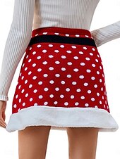 preiswerte Herbst- und Winterröcke-Damen Rock A-Linie Mode Lässig Mini Hohe Taille Röcke Grafik Stricken Mikroelastisch Weihnachten Straße Rote Frühling Gestrickt Polyester