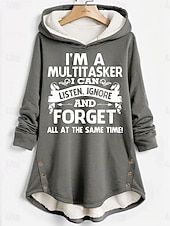 olcso Virágmintás felsők-Női Pulóver Hoodie pulóver Grafika Szöveg Alkalmi Comfrt Hosszú ujj Kapucni Hosszú felsők Utca Hétköznapi Nyomtatott Sötétrózsaszín Medence Szürke Ősz Tél