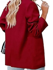 abordables Blazers et Costumes-Femmes Blazer Confortable Boutons Élégant Mode Extérieur Uni Sortir Décontracté Quotidien Week-end Cardigan Régulier Revers Coupe régulière manche longue Vêtements d&#039;extérieur Noir Rouge Marron