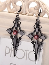 tanie Akcesoria Halloween-Zestaw damski naszyjnik i kolczyki w stylu gotyckim z koronką na Halloween – czarna koralikowa biżuteria wampirza na imprezę kostiumową i cosplay