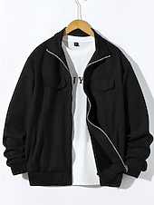 abordables Vestes en Suède Synthétique-Homme Veste en faux suède Veste Décontractée Vacances Quotidien Chaud Avec Poches Automne Hiver Uni Mode Classique Col montant Régulier Noir Vert Café Veste