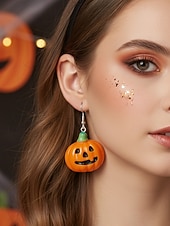 رخيصةأون إكسسوارات الهالوين-أقراط نسائية على شكل قرع وشبح الهالوين - أقراط متدلية لطيفة من الأكريليك لحفلات الهالوين