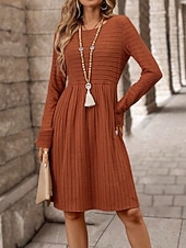 Dames Mini-jurk Casual jurk Modern Buiten Vakantie Dagelijks Normale pasvorm Effen Lange mouw Strakke ronde hals Zwart Marineblauw Donkergroen Oranje Lente Herfst voordelige Trui Jurken-Dames Mini-jurk Casual jurk Modern Buiten Vakantie Dagelijks Normale pasvorm Effen Lange mouw Strakke ronde hals Zwart Marineblauw Donkergroen Oranje Lente Herfst