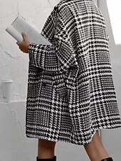 preiswerte Wintermäntel-Damen Freizeitjacke Warm Bequem Tasche Knöpfe Mode Outdoor Streifen und Karo Ausgehen Wochenende Einreihig Regulär Revers Normale Passform Langarm Oberbekleidung Schwarz Aprikose Herbst Winter