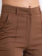 billiga byxor för kvinnor-Dam Kinesiska Rak Streetwear Ledigt Fullängd Medium Midja Slät Ficka Elastisk midja Bekväm Microelastisk Utomhus Semester Dagligen Mörkbrun Ametist Svart Brun Vår Höst Normal