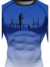 abordables Hauts-Homme T-shirt de compression T-shirt de course Impression 3D manche longue Couche de base Dégradé Séchage Rapide Compression Power Flex Évacuation de l&#039;Humidité Entraînement en salle Entraînement