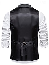  Муж. Жилет Официальные Свадьба Для вечеринок Винтаж Классический и неустаревающий Наступила зима Полиэстер Сплошной цвет Однобортный крой Блейзер Темно-серый Темно синий Коричневый