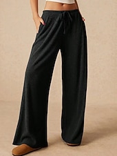 economico gamba larga e vita alta-Per donna Culotte Gamba Larga Gamba larga Chinos Vacanza Vintage Streetwear Lunghezza intera Vita media Semplice Tasca Design con Coulisse Elastica Comodo Micro-elastico Alta elasticità All&#039;aperto
