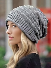 economico Cappelli da donna-berretto lavorato a maglia da donna – cappello caldo e morbido per l&#039;inverno, berretto casual elasticizzato per viaggi all&#039;aperto e uso quotidiano