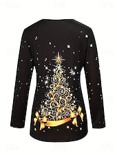 Χαμηλού Κόστους Χριστουγεννιάτικα μπλουζάκια-Χριστουγεννιάτικες Γυναικείες Φανέλες Γραφικά Vintage Στυλάτη Κλασική Μακριά Μανίκια V Λαιμόκοψη Κανονικά Tops Καθημερινά Εκτύπωση Λευκό  Μαύρο Μαύρο+Λευκό+Κόκκινο Μαύρο Κρασί Κόκκινο Άνοιξη