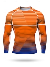 Недорогие Футболки и майки для бега-Муж. Футболка для бега Спортивная рубашка Фитнес-рубашка Рубашка тренировки Беговой верх Длинный рукав Футболка Футболка Лето Весна Осень Зима Геометрический принт UPF 50 Устойчивость к УФ УПФ 50