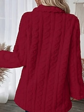 voordelige Fleece-gevoerde Jassen-Dames Fleecejack Teddy jas Houd Warm Ademend Zak Met fleece gevoerd Casual Effen Vakantie Straat Casual Alledaagse kleding Dubbele rij knopen Lang Ingesneden revers Normale pasvorm Lange mouw