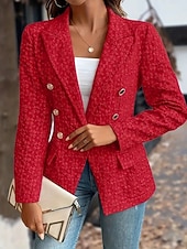 billiga Blazers och kostymer-Dam Kavaj Bekväm Mönster Elegant Mode Utomhus Blomma Utekväll Ledigt / vardag Helgen Cardigan Normal Kavajslag Normal Långärmad Ytterkläder Svart Rubinrött Blå Vår Höst