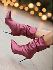 abordables Fête de la Vie Nocturne-Bottines souples en similicuir noir pour femme - Chaussures de soirée à bout pointu et talon aiguille haut pour la vie nocturne et les soirées en boîte