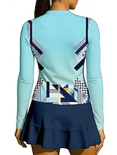 baratos Camisa Feminina-Mulheres Geométrica Gradiente Camisa Esportiva Camisa de tênis Top de tênis Manga Longa Zíper Floral UPF50+ Resistente a UV Elasticidade Alta Pavio Humido Respirável Voleibal Tênis Golfe Decote