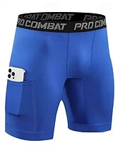 cheap Men's Shorts, Tights &amp; Pants-Men's Running Tight Shorts Compression Shorts Yoga Shorts Spandex Shorts with Phone Pocket High Waist Base Layer Athletic Summer Spring Spandex 4 Way Stretch Quick Dry Power Flex Breathable Gym