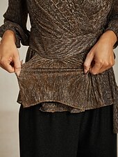 economico Top eleganti-Per donna Top avvolgenti Camicetta trasparente Top Eleganti Elegante Festa Manica Lunga Manica a Lanterna Scollo a V Top Regolari Ospite di nozze Abbigliamento da sera Semi-Formale Pieghettato