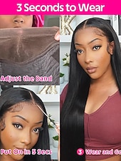 cheap Human Hair Lace Front Wigs-Wear and Go Glueless Wigs Human Hair Pre Plucked Pre Cut 4x4 Straight Lace Front Wigs Human Hair Wigs for Women No Glue Hd Lace Front Closure Ready to Wear Wigs 180% Density