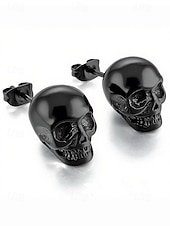 abordables Accessoires d&#039;Halloween-Boucles d&#039;oreilles à tige en forme de tête de mort pour femme, style gothique punk, en alliage, pour fêtes, cosplay et costumes