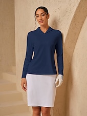 ieftine Colecția de designer-Pentru femei Tricou POLO Bleumarin Manșon Lung Topuri Vestimenta Golf Doamnelor Haine Ținute Poartă Îmbrăcăminte