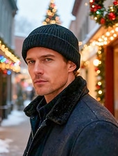 olcso Férfi kalapok-Férfi kötött sapka - puha és kényelmes, bordázott kialakítás, ideális téli és karácsonyi ajándéknak