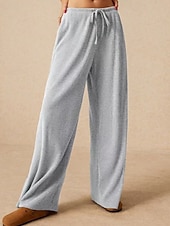 economico gamba larga e vita alta-Per donna Culotte Gamba Larga Gamba larga Chinos Vacanza Vintage Streetwear Lunghezza intera Vita media Semplice Tasca Design con Coulisse Elastica Comodo Micro-elastico Alta elasticità All&#039;aperto