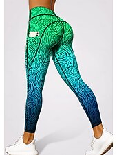 economico Leggings e collant da yoga-Per donna leggings da pilates Pantaloni fitness Leggings da palestra Tasche Bollo Tasche Laterali Pilates Palestra Allenamento in Palestra Pantaloni Collant Leggings Gradiente di Colore Leopardato