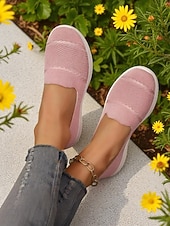 baratos Ténis de mulher-Tênis femininos Flyknit slip-on laranja brilhante – calçados leves e respiráveis para caminhada, uso casual diário e viagens