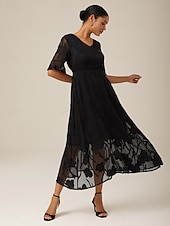 voordelige Feestjurken-Dames Maxi-jurk Cocktail jurk Bruiloft gast jurk Semi-formele jurk A lijn jurk Elegant Werk Verjaardag Flutter mouw Bruiloft gast Cocktailparty Formele avonden Normale pasvorm Effen Kleur Effen Halve