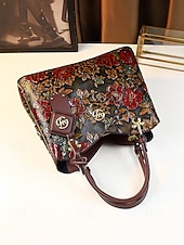 זול תיקי יד-תיק יד וינטג' לנשים מעור דמוי עור עם עיצוב פרחוני מובלט - תיק כתף רטרו אלגנטי לנשים, חתונות, מסיבות ואירועים רשמיים