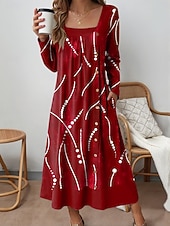 ieftine Rochie Artă și Design-Pentru femei Rochii Midi Rochie de schimb Casual Zilnic Potrivire Largă Grafic Abstract Manșon Lung Pătrat Roșu-aprins Albastru piscină Mov Trifoi Primăvară Toamnă Iarnă