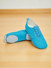 cheap Practice Dance Shoes-Women's Green Canvas Lace-Up Jazz Shoes - Lightweight Soft Sole Dance Sneakers for Practice and Stage Performance