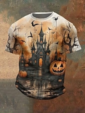 levne Halloween trička-Pánské halloweenská košile Dýně Netopýr Výstřih ke krku Oblečení 3D tisk Venkovní Dovolená Tématický večírek Halloweenská párty Krátký rukáv Tisk Vinobraní předvečer Všech svatých