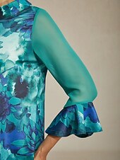 abordables Chemises et blouses-Chemisier femme vert tie dye floral pull en tricot extensible coupe confortable décontracté vacances printemps été automne