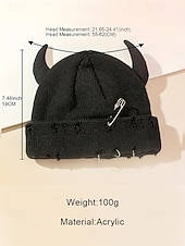 halpa Halloween-asusteet-unisex halloween-paholaisen sarvineulepipo – goottilainen punk-kallomyssy hakaneulalla ja rengaskorjauksilla miehille ja naisille, juhla-asu